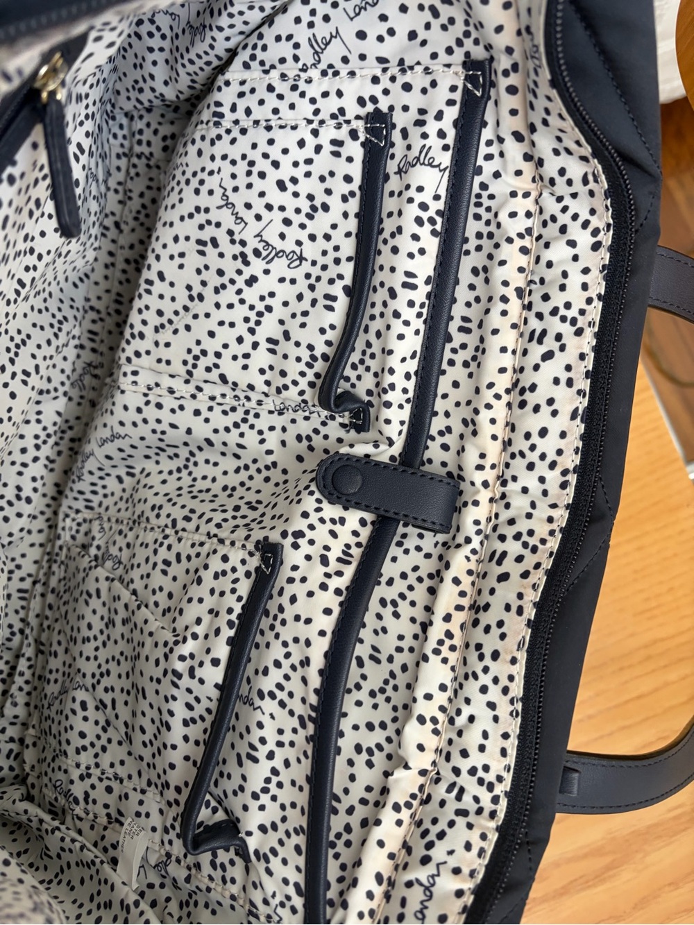 RADLEY LONDON Navy Blue Nylon Quilted Tote with Dog Charm - Picture 7 of 11